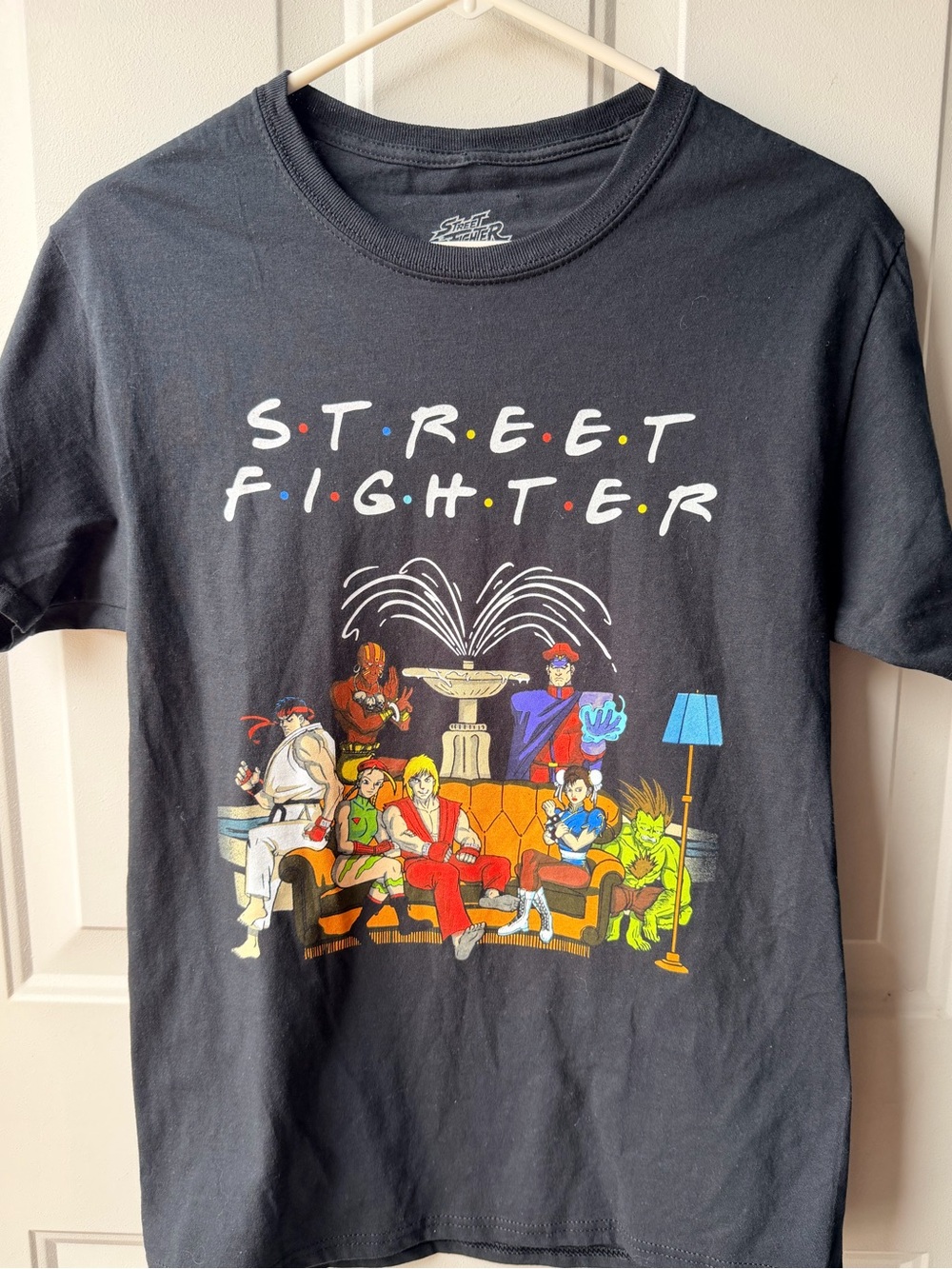 Vintage Street Fighter Friends Parody Graphic Tee Size Small Black Capcom